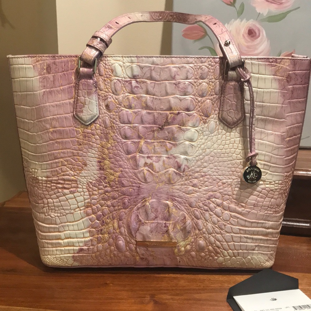 Brahmin Pink and Cream Shoulder Bag